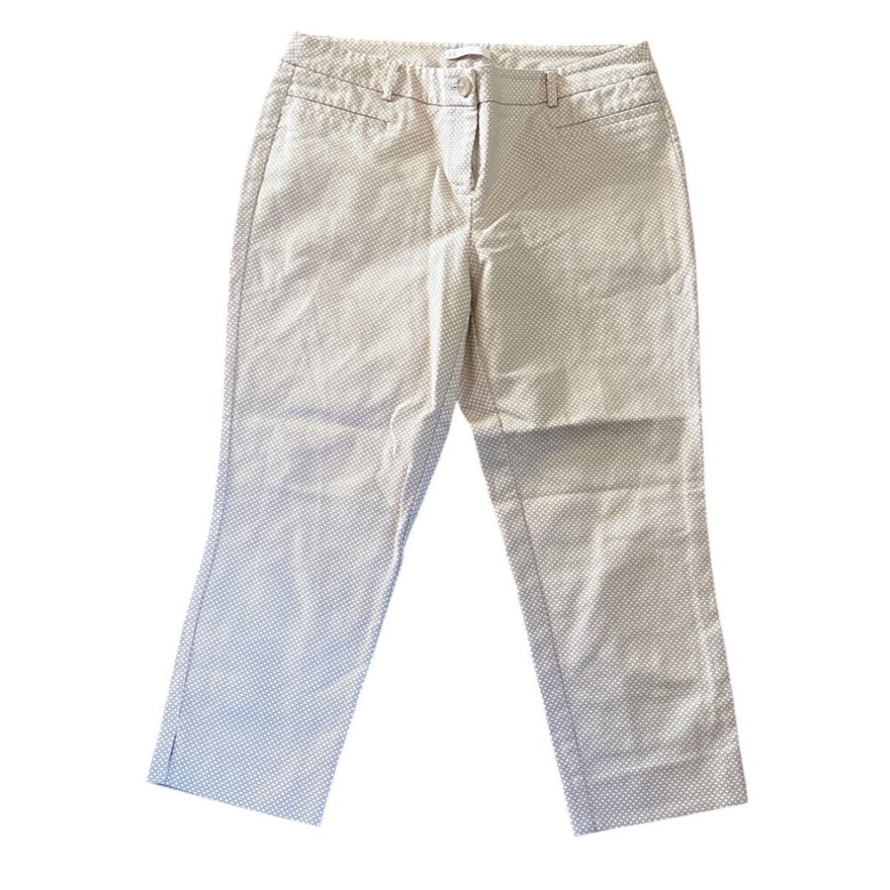 Dalia Ankle Pants Womens Sz 8 Beige Geometric Pattern Cotton Spandex Pockets